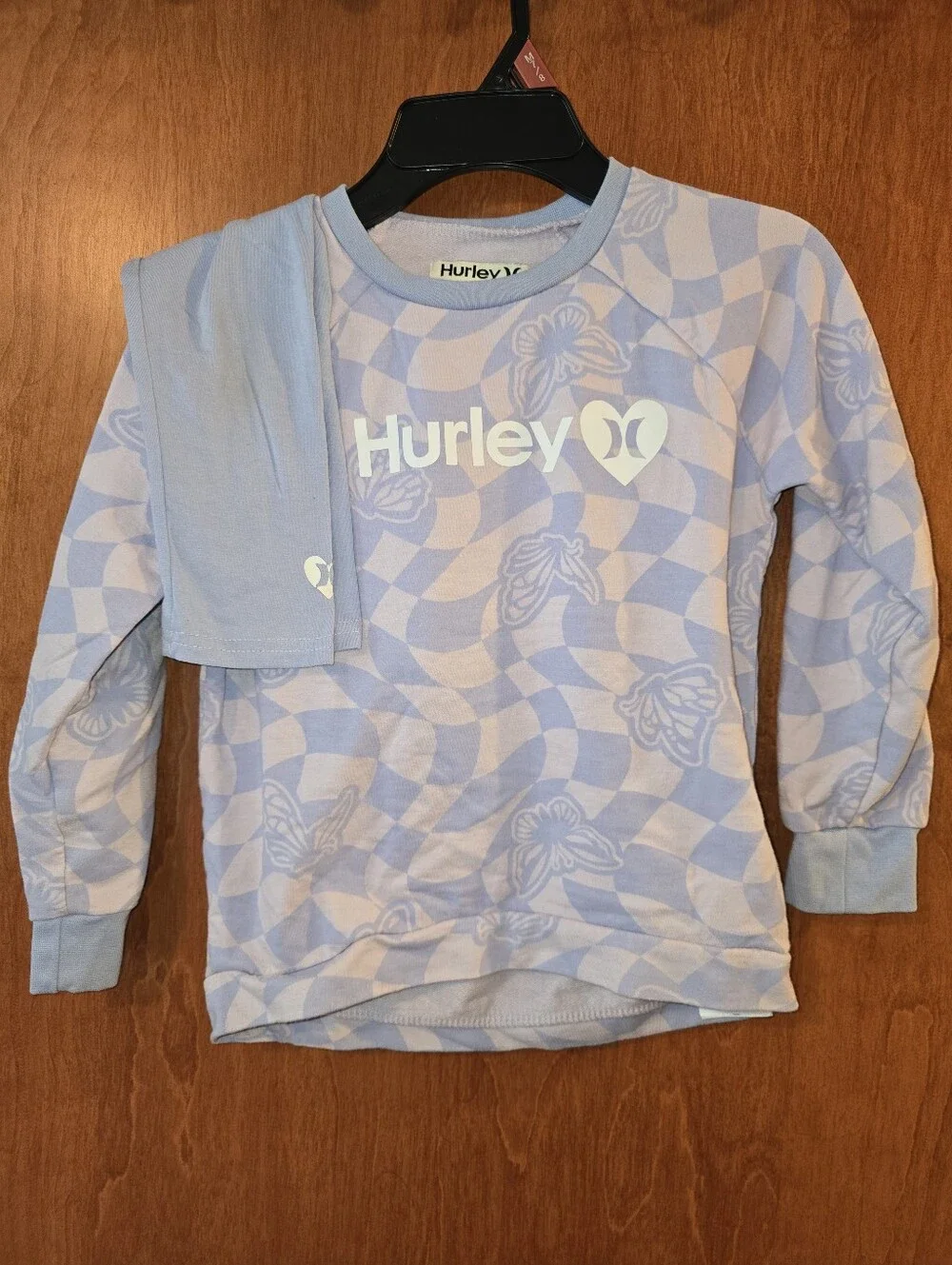 Hurley Light Blue & White Graphic Long-Sleeve Tee